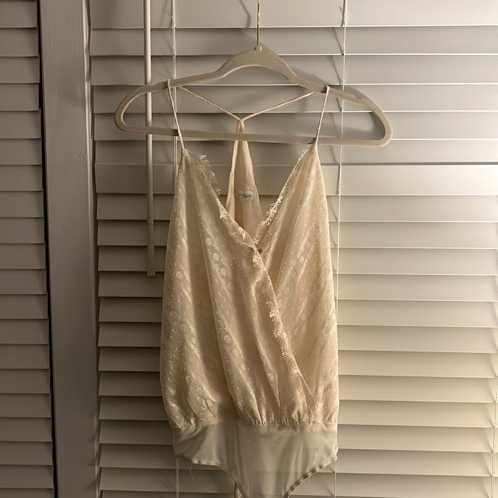 Lacy cream tank top body suite